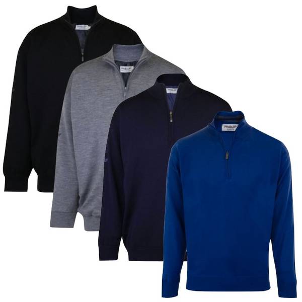 ProQuip Mens Lined Merino Half Zip Neck Golf Sweater